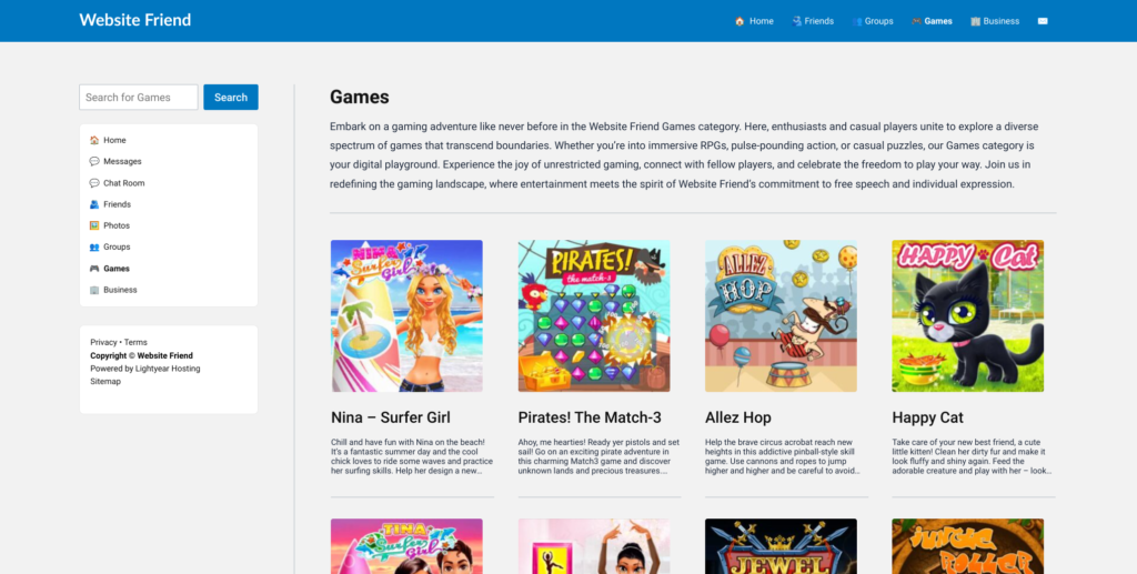 Website Friend: Games